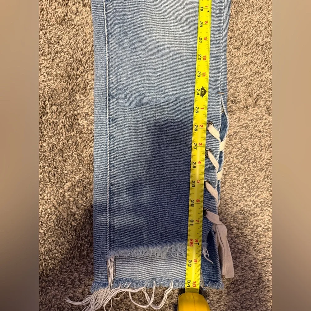 Hidden Lace Up Denim Straight Leg Jeans Size 26 - Picture 13 of 16